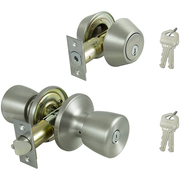 Prosource Deadbolt and Entry Lockset, Turnbutton Lock, Knob Handle